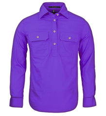 RM300CF Womens Pilbara Closed Front L/S Shirt [Col:Purple Siz:8]