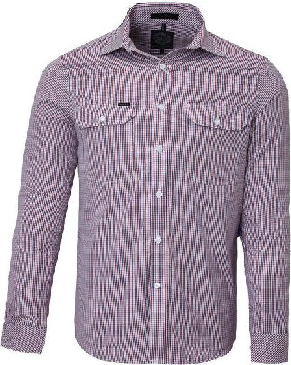 Mens L/S Shirt Dual Pockets RMPC008 RMPC009 [Col:Red/Navy/White Siz:S]