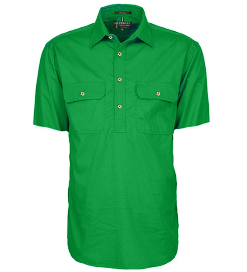 Pilbara Mens Closed Front Short Sleeve Shirt [Col:Emerald Siz:3XL]