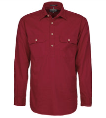 Mens Pilbara Closed Front L/S Shirt [Col:Ochre Siz:S]