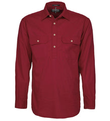 Mens Pilbara Closed Front L/S Shirt [Col:Ochre Siz:M]