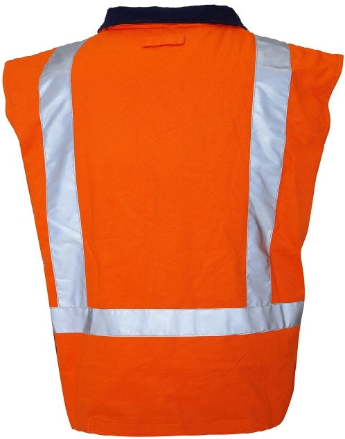 Ritemate Reversible Vest with 50mm Reflective Tape - Orange/Navy [Siz:M]