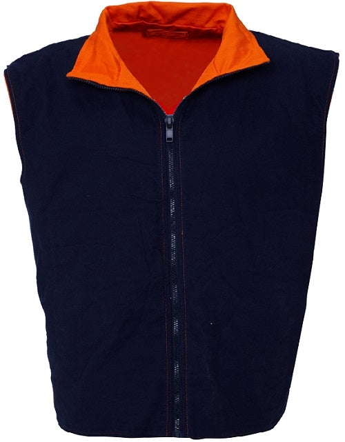 Ritemate Reversible Vest with 50mm Reflective Tape - Orange/Navy [Siz:L]