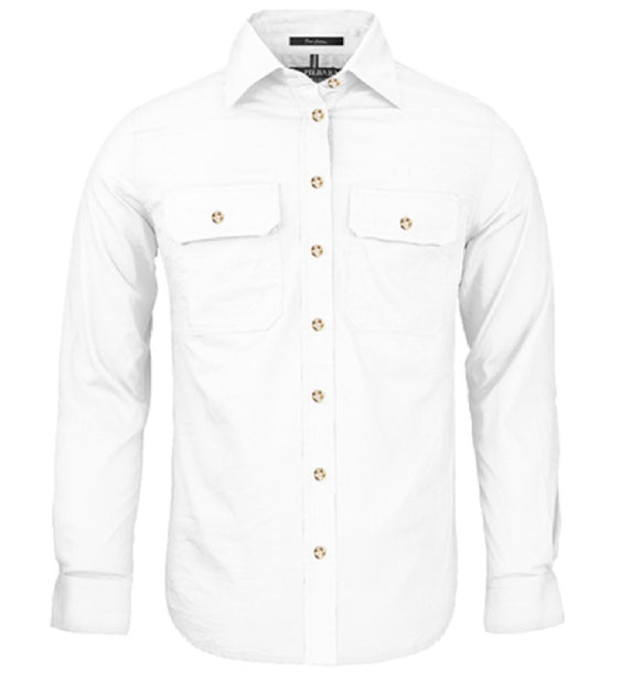 Pilbara Womens Open Front Long Sleeve Shirt [Col:French Navy Siz:10]