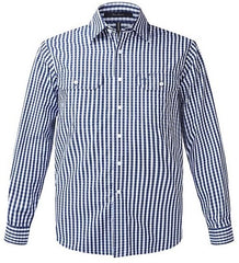 Pilbara Men's Check Long Sleeve Shirt [Col:Blue-White Check Siz:S]