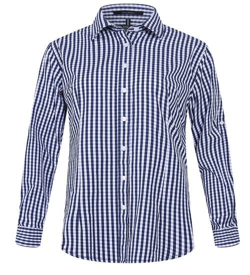 Pilbara Ladies Check L/S Shirt RMPC003 [Col:Blue-White Check Siz:16]