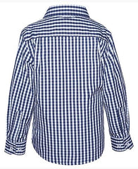 Pilbara Kids Long Sleeve Shirt RMPC001 [Col:Navy-White Check Siz:Y1-2]