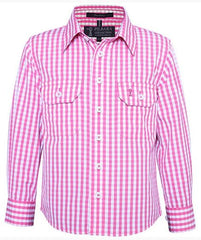 Pilbara Kids Long Sleeve Shirt RMPC001 [Col:Navy-White Check Siz:Y3-4]