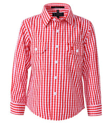 Pilbara Kids Long Sleeve Shirt RMPC001 [Col:Navy-White Check Siz:Y11-12]