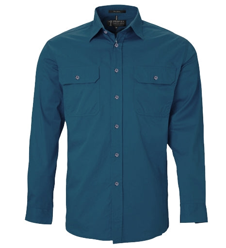 Mens Pilbara Open Front L/S Shirt [Col:Diesel Siz:M]