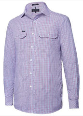 Pilbara Men's Y/D Check, Duel Pocket, L/S Shirt [Col:Red-Blue-Black-W Check Siz:S]