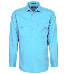 Mens Pilbara Closed Front L/S Shirt [Col:Cornflour Siz:S]