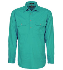 Mens Pilbara Closed Front L/S Shirt [Col:Jade Siz:XS]
