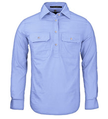 Mens Pilbara Closed Front L/S Shirt [Col:Pale Blue Siz:XL]