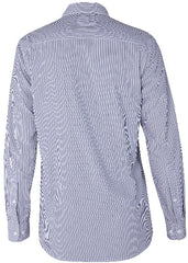 Pilbara Mens Y/D Stripe Dual Pocket Long Sleeve Shirt - Grey/Navy/White [Siz:M]