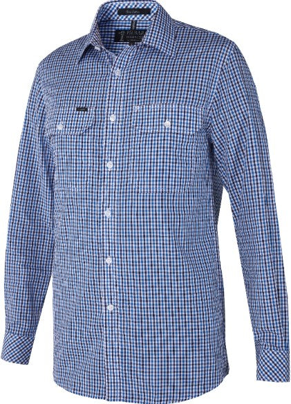 Pilbara Mens Y/D Check, Dual Pocket Long Sleeve Shirt [Col:Maroon/Navy/White Siz:S]