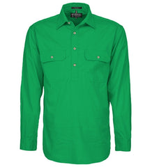 Mens Pilbara Closed Front L/S Shirt [Col:Kelly Green Siz:3XL]