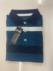 Pilbara Mens Y/D Striped Pocket Polo [Col:Teal/Navy/White Siz:S]