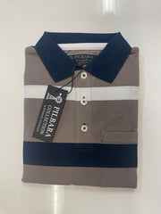 Pilbara Mens Y/D Striped Pocket Polo [Col:Teal/Navy/White Siz:M]