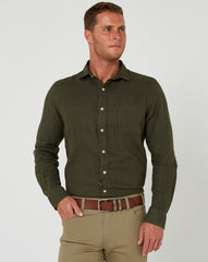 Pilbara Mens Linen Long Sleeve Shirt [Col:Army Siz:S]