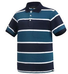 Pilbara Mens Striped Pocket Polo [Col:Clay/French Navy/White Siz:S]