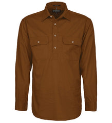 Mens Pilbara Closed Front L/S Shirt [Col:Terracotta Siz:3XL]