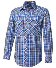 Pilbara MEN'S Western Snap Button L/S Shirt [Col:Red-Black-White Siz:M]