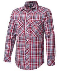 Pilbara MEN'S Western Snap Button L/S Shirt [Col:Red-Black-White Siz:M]