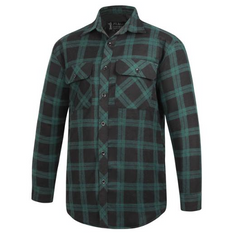 Pilbara Mens Flannelette Open Front Shirt [Col:Green/Black Siz:6XL]