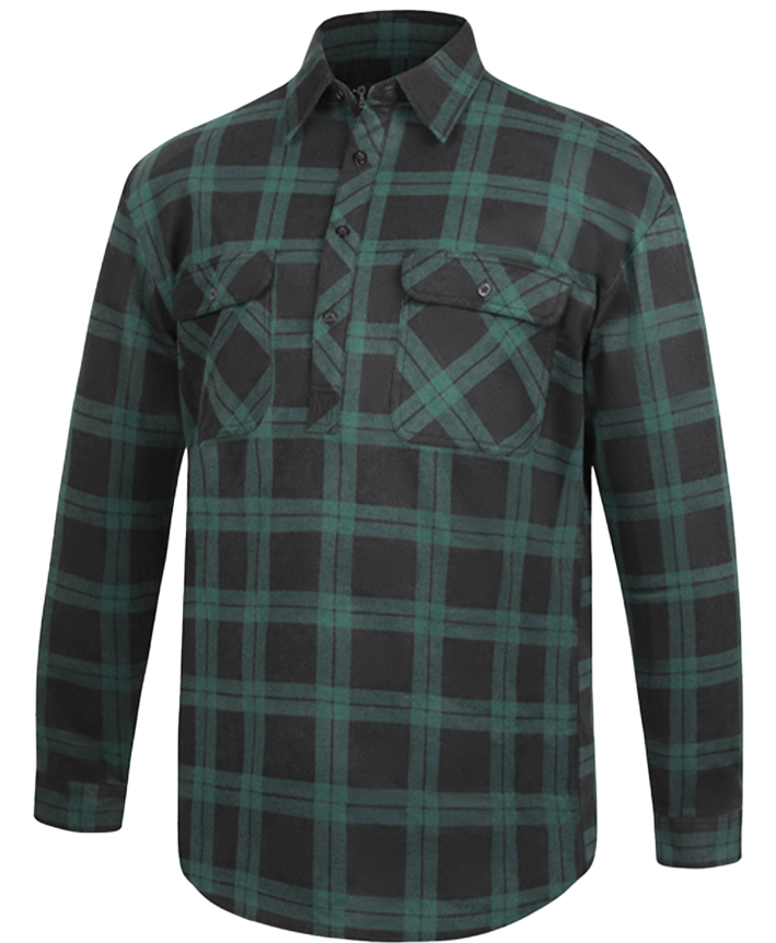 Pilbara Mens Flannelette Shirt C/F [Col:Green/Black Siz:XS]