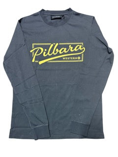 Pilbara Mens Game Day Long Sleeve T-Shirt - Raven [Siz:S]