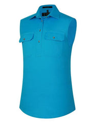 Pilbara Womens Closed Front Sleeveless Shirt [Col:Blush Siz:12]
