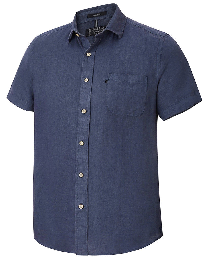 Pilbara Men's Linen S/S Shirt [Col:Slate Siz:S]