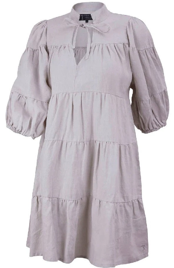 Pilbara Womens Tilly Linen 3/4 Sleeve Dress - Flax [Siz:XS (6-8)]