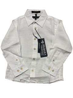 Pilbara Childrens Long Sleeve Linen Shirt - White [Siz:Y3-4]