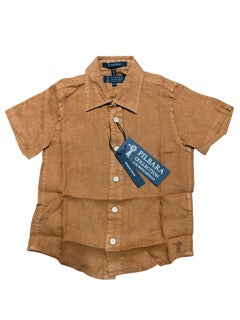 Pilbara Children's Linen Short Sleeve Shirt - Terracotta [Siz:Y3-4]