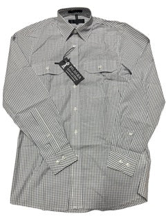 Pilbara Mens Y/D Check Dual Pocket Long Sleeve Shirt - Diesel/White [Siz:S]