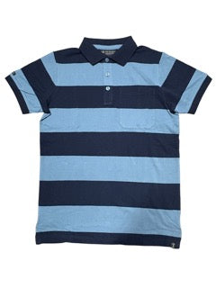 Pilbara Mens Y/D Striped Pocket Polo [Col:Scour-Olive Siz:S]