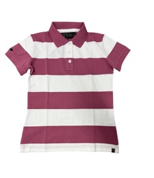 Pilbara Womens Classic Striped Polo [Col:Cardinal/White Siz:8]