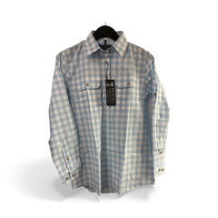 Pilbara Womens Y/D Check Closed Front Long Sleeve Shirt [Col:Navy/white Siz:8]