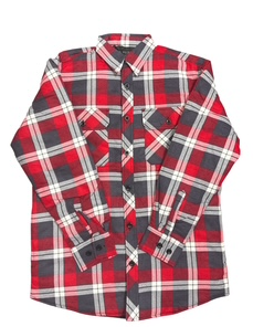 Pilbara Men's Quilted Flannelette Open Front Shirt [Col:Red/Charcoal/White Siz:XS]