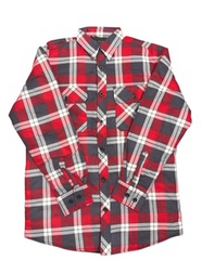 Pilbara Men's Quilted Flannelette Open Front Shirt [Col:Red/Charcoal/White Siz:XS]
