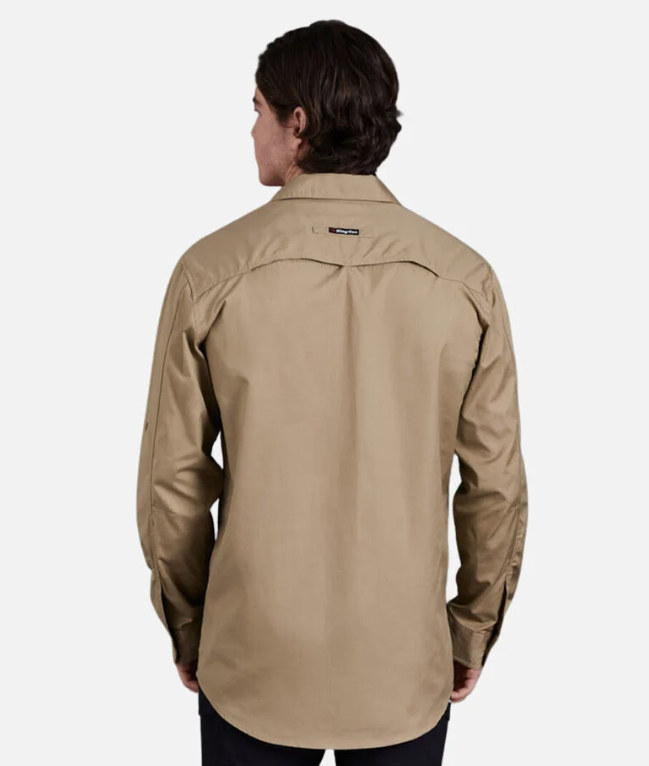 King Gee Mens WorkCool 2 Lightweight Long Sleeve Shirt [Col:Khaki Siz:XL]