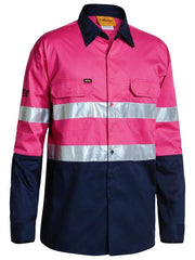 Taped Hi Vis Cool Lightweight Shirt BS6896 [Col:Pink/Navy Siz:S]