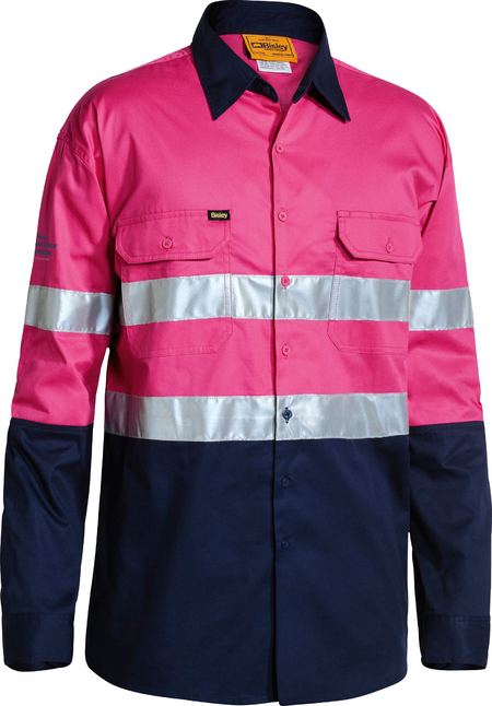 Taped Hi Vis Cool Lightweight Shirt BS6896 [Col:Pink/Navy Siz:XL]