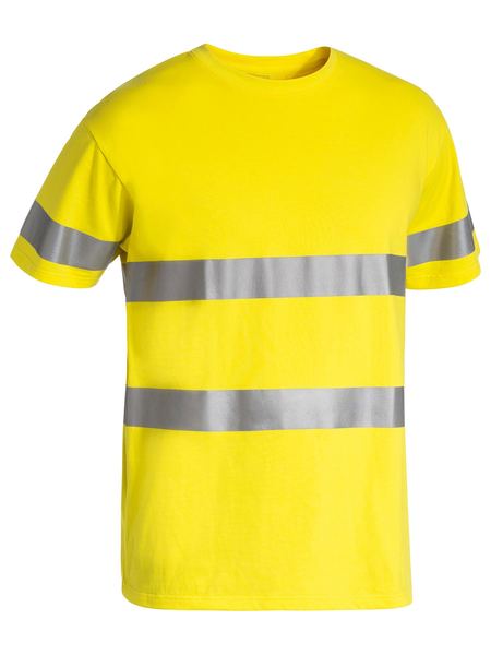 Bisley Mens Taped Hi Vis Cotton T-shirt [Col:Yellow Siz:XL]