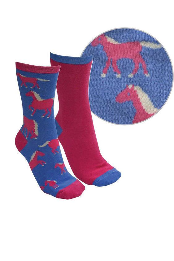 Thomas Cook Kids Farmyard Socks Twin Pack [Col:Red/Navy Siz:3-8]