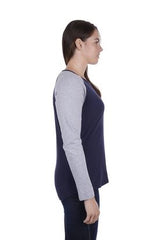 Bullzye Womens Royal Long Sleeve Raglan Tee - Dark Navy/Grey Marle [Siz:12]