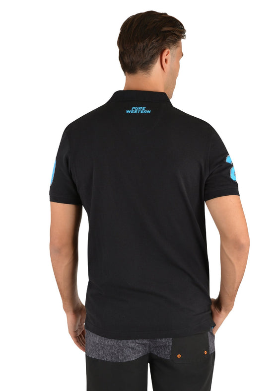 Pure Western Mens Richardson Short Sleeve Polo [Col:Black Siz:XS]