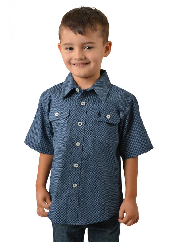 Boys Archer Print 2-PKT S/S Shirt [Col:Navy Siz:2]